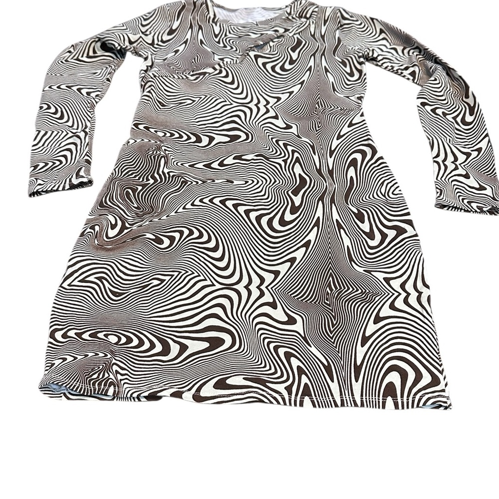 Wild Fable Brown & Cream Swirl Print Long Sleeve Bodycon Dress Size M NWT
